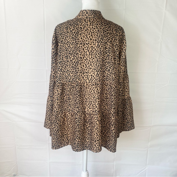 Tuckernuck Leopard Edith Blouse XXL Tiered Long Sleeve Plus Size - Picture 3 of 11